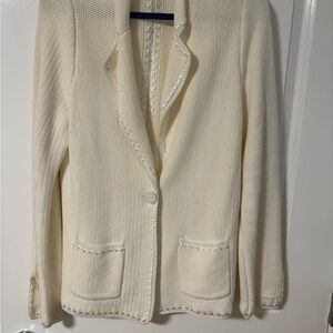 White + Warren Cream Textured Blazer